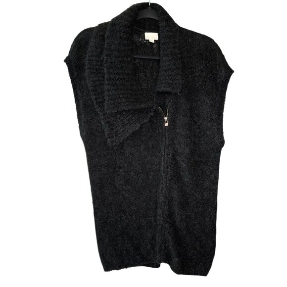 ❄️ Holistia Alpaca Blend Vest Large – Black Shawl Collar Zip Fall Winter ❄️ - Picture 2 of 12